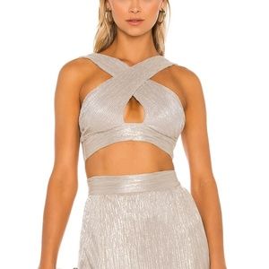 NWT Nookie Alchemy Crop Top Silver Metallic Small